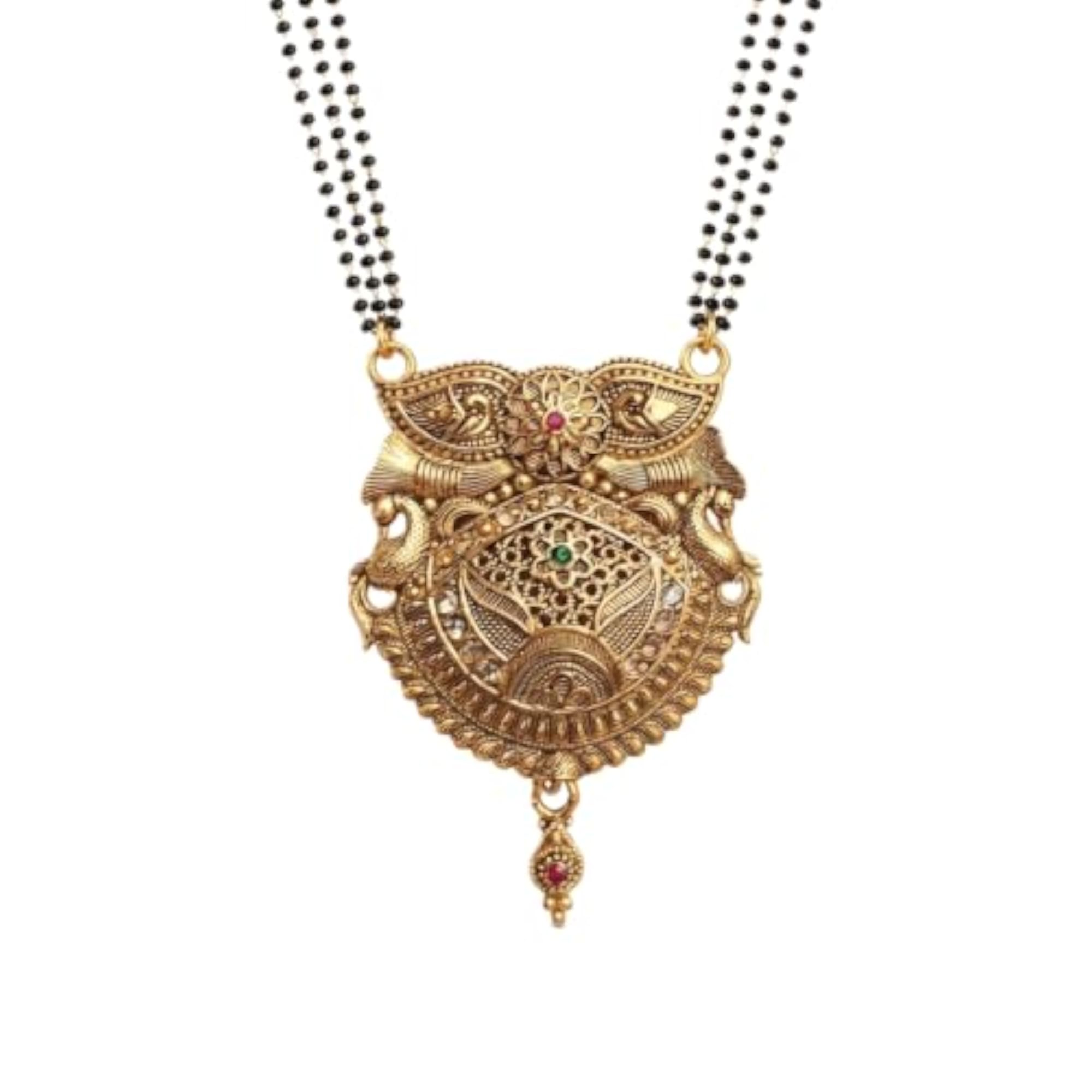 Women's Black Bead Traditional Mangalsutra Necklace