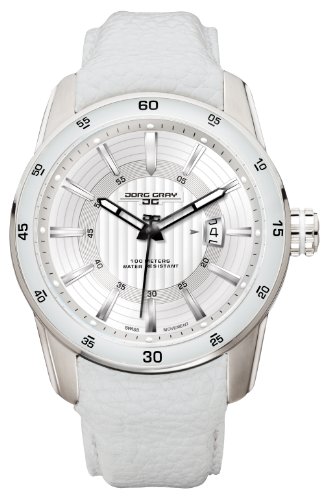 Jorg Gray JG3700-13 - Reloj analógico de Cuarzo para Hombre con Correa de Piel, Color Blanco