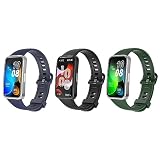 MoKo 3 Piezas Correas Compatible con Correa Huawei Band 8 Smartwatch, Pulsera Deportiva de Repuesto de TPU Suave, Negro/Verde Oscuro/Azul Tinta