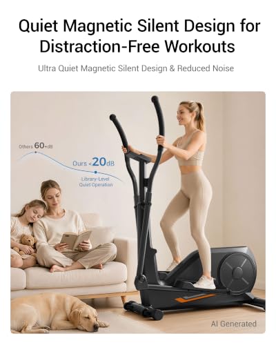 Image of CURSOR Elliptical Exercise Machine, Elliptical Machine for Home with Hyper-Quiet Magnetic Driving System,8&16 Levels Resistance,Compact Elliptical with 12IN Stride,LCD Monitor,350LBS Weight Capacity