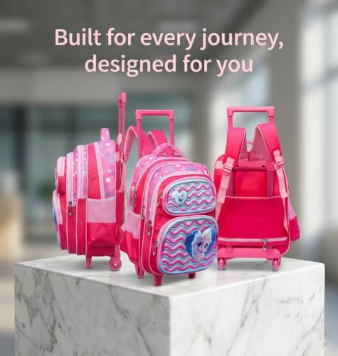 Image of ADSON 3D Embossed School Trolley Bag Large School Bag for Boy Girl, Kids School Bag, Travel Backpack for Girl Boy, Ideal for Children Trolley 16 Inch Water Resistant