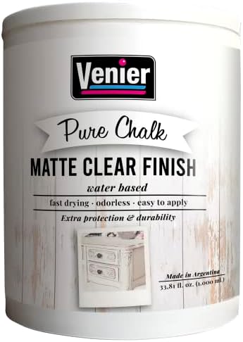 Venier Matte Clear Finish - 33.81fl.oz. Protective Paint - Water Based Acrylic Top Coat sealer - Clear Matte Paint For Metal & Wood Furniture