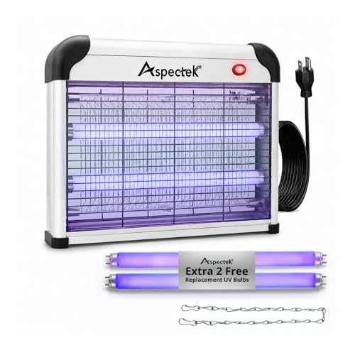 ASPECTEK Electric Bug Zapper, 20W UV Bulbs with 2800V Grid for Fly, Mosquito, Gnat and Moth Control, Indoor and Covered Outdoor Use for Home, Garage, Patio and Farm, Includes 2 Replacement Bulbs