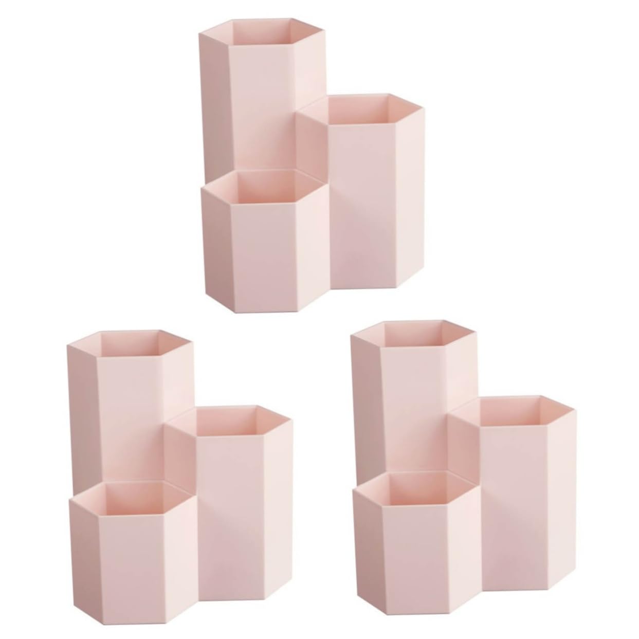 SHINEOFI 3pezzi Portapenne Esagonale Rosa Organizer Per Scrivania Multifunzionale Per e Accessori
