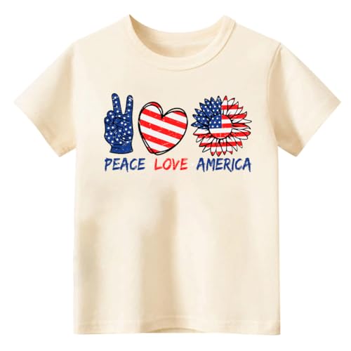 Independence Day 4th of July Shirt for Toddler Boys Girls Kids, USA Flag Red White Blue T-Shirt Tee 2-8T