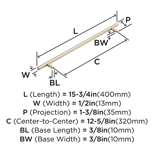 Image of Amerock | Cabinet Pull | Champagne Bronze | 12-5 /8 inch (320 mm) Center to Center | Bar Pulls | 1 Pack | Drawer Pull | Drawer Handle | Cabinet Hardware | 12-5 /8 inch (320mm) Center-to-Center Mounting Distance and 15-3 /4 inch Overall Length, Durable Carbon Steel Cabinet Hardware