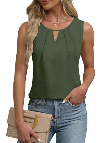 Blooming Jelly Womens Summer Tank Top Sleeveless Business Casual Outfits Cute Blouses Work Shirts Clothes 2025 S, Green