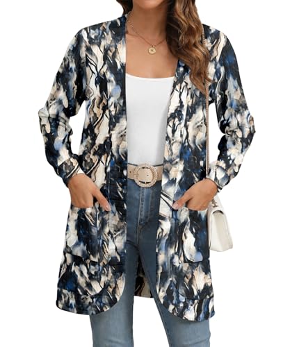Image of YSYOKOW Cardigan Sweaters for Women Long Sleeve Open Front with Pockets | Long Cardigans for Women Lightweight Soft Casual Dressy Loose Fit Cardigan Sweater with Pockets for Work and Office
