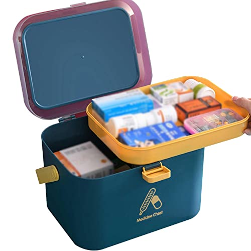adawd Caja de Almacenamiento de Caja de medicamentos,Botiquín portátil de Primeros Auxilios para medicamentos - Organizador de Almacenamiento de medicamentos de Caja de PP, Caja de Almacenamiento Cover