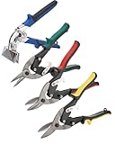 4 pcs Aviation Tin Snips Sheet Metal Bender Set, 10-inch Sheet Metal Cutter Shear Tool 60CrV Left Right Straight, 3-inch Offset Hand Seamer, with Ergonomic Handle and Safety Latch