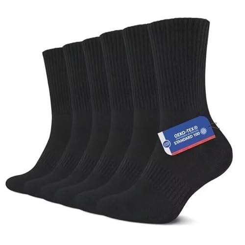 YouShow Black Socks Mens 6-11 Ladies Socks Size 6-8 Uk Multipack Mens Black Sports Socks Mens Golf Socks Men's Work Socks Womens Crew Socks 6 Pairs Men's Sports Socks Cycling Socks Mens
