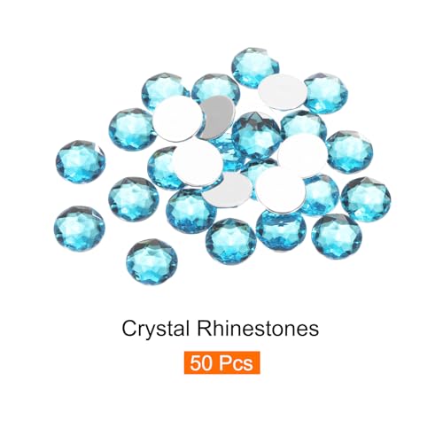 Image of MECCANIXITY Flat Back Round Acrylic Rhinestones,16mm Cyan Blue Flatback Crystal Rhinestones for Crafts Clothes Shoes DIY Decoration Gifts 50Pcs