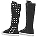 ANUFER Women Fashion Canvas Dance Boots Knee High Bicycling Boots Girls Fancy School Shoes Black Eyelets SN912AB US9