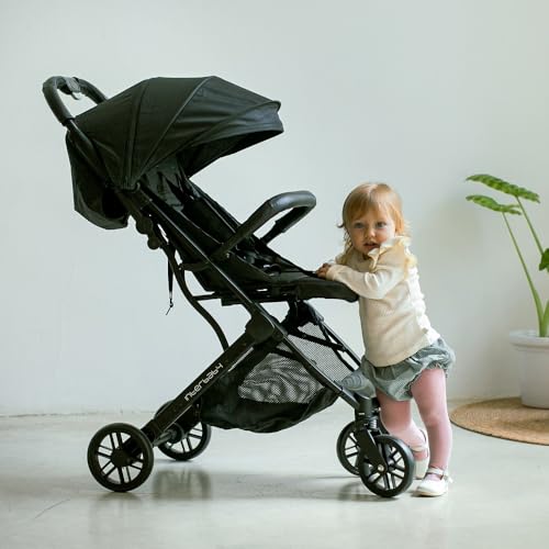 Carrinho de passeio Interbaby | Carrinho de bebé desde o nascimento até 48 meses ou 22 kg, botão dobrável rápido, amortecedores, capóta XXL intercambiável, carrinho de bebé Minimum Plus Space bege