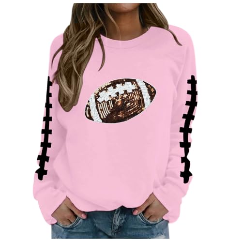 Sweatshirt col rond pour femme à motif football décontracté taille L