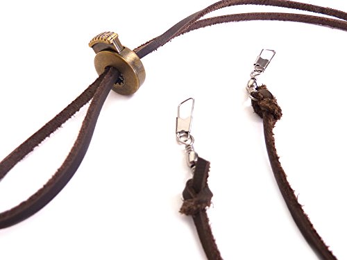 Westernwear-Shop Lederkinnriemen mit Haken 110 cm Extra Lang braun - Vintage Style Kinnriemen Chinstrap Hutfangband für Hüte Westernhüte Cowboyhüte Lederhüte mit Ösen oder Lederbefestigungsösen Braun