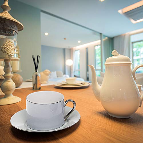 Yedi Houseware Classic Coffee and Tea Cups & Saucers|Complete, Premium Quality Porcelain Set In Beautiful Pastel Colors with Gold Plated Rims & Handles|Stunning Hostess Gift Idea|7oz (Set of 6)