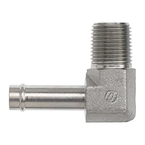 Brennan Industries 4501-06-06-FG Forged Steel 90 Degree Elbow Tube Fitting, 3/8"-18 NPTF Thread, 3/8" Hose Barb x 3/8" Male NPTF