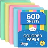 Alitte Colored Paper 8.5 x 11 - Copy Paper, 600-Pack Letter Size for Printer, Arts & Crafts, DIY Projects - Pink, Green, Blue, Yellow - School & Office Supplies - 150 Sheets Per Color