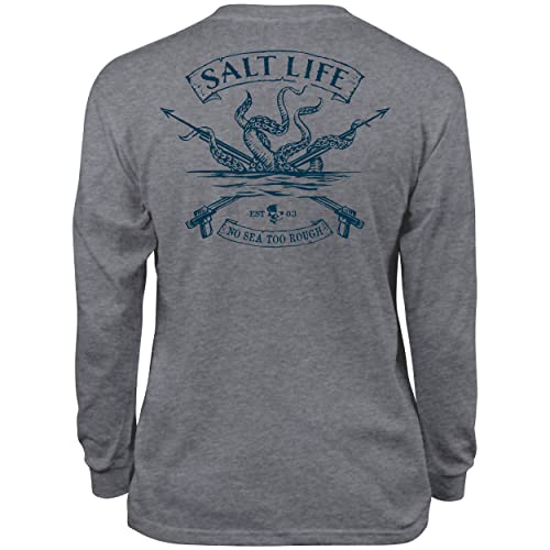 Salt Life Unisex Kids Youth Octo Spears Long Sleeve Tee, Athletic Heather, Medium