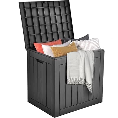 DWVO 30 Gallon Outdoor Storage Box with Side Handles and Lockable Lid, Weatherproof Resin Deck Box for Patio, Cushions, Pool Accessories, Garden Tools, and Supplies - Black