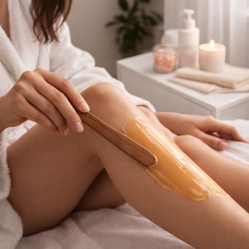 Image of Non-stick Wax Spatula Waxing Applicator Hair Removal Sticks Reusable Scraper Hard for Home Salon Body Use Large Wooden Spatulas for Legs Face Eyebrow Professional Applicators for Women (Wax Spatula)