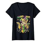 Femme Nawlins rétro pour Le Carnaval de Mardi Gras de la Nouvelle-Orléans 2026 T-Shirt avec Col en V