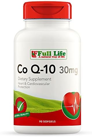 Full Life CoQ10 Coenzyme Co Q-10 30mg – Heart & Cardiovascular Protection – 90 Softgel