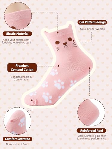 Image of Eurzom 10 Pairs Socks Womens Crew Elastic Ankle Length Cotton Socks Aesthetic Cute Lightweight Low Cut Gifts for Women