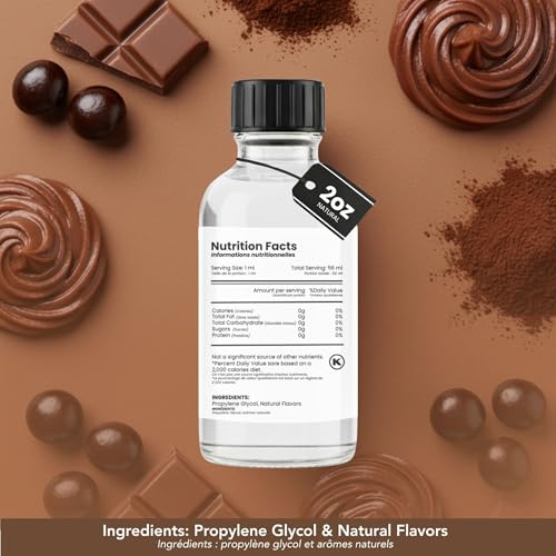 Image of Dolce Flav Natural Chocolate Extract - Kosher & Sugar-Free - Rich & Decadent Cocoa Flavoring for Baking, Coffee, Protein Shakes, Ice Cream, Desserts & More - Highly Concentrated - 2 oz
