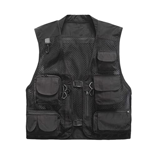 Gilet d'été pour homme ultra respirant veste noire multipoches style décontracté M
