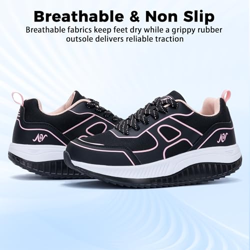 Image of Womens Walking Shoes with Arch Support Wide Orthotic Plantar Fasciitis Sneakers Athletic Tennis Shoes