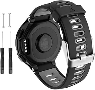 CAKAMENSHY Watch Strap Compatible with Garmin Forerunner 735XT 220 230 235 620 630 Approach S20 S5 S6 Soft Silicone Band with Metal Buckle for Garmin smart watch accessory (Black)