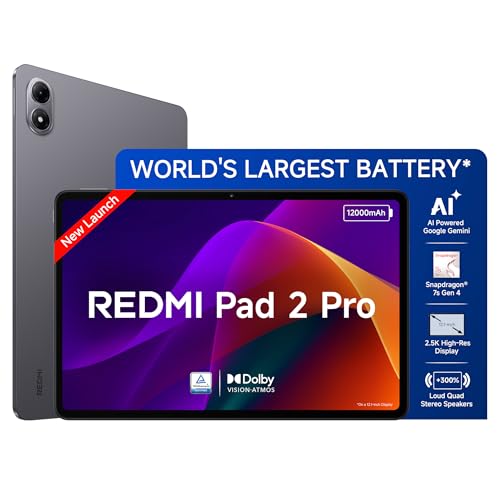 Image of Redmi Pad 2 Pro [Smartchoice] | 12000mAh | Snapdragon 7s Gen 4 |12.1-inch, 2.5K Display |83+ Days Standby |HyperOS 2 |120Hz| Dolby Vision Atmos | Wi-Fi 6| AI Powered | 8GB,128GB |Graphite Grey