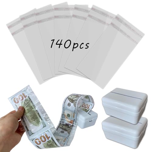 142Pcs Money Box Kit for Cash Gift - Money Cake Pull out Kit Clear Money Bags Sleeves for Surprise Gift Box Bouquet for adult