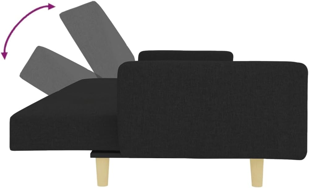 Sofa Bed Black Fabric (100% Polyester) Living Room Furniture