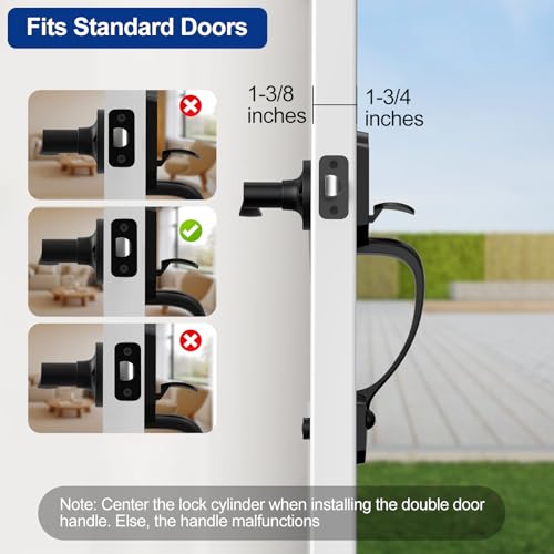 Camtek Front Door Handle No Lock, Matte Black Entry Door Lock Set with Reversible Handle, Exterior Door Lock Set Compatible with Keypad Deadbolt/Compatible with Mechanical Deadbolt by Camtek - Image 7
