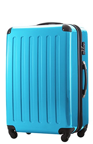 HAUPTSTADTKOFFER - Alex - Valise Rigide Grande Bagage Trolley 4 Roues, TSA, 75 cm, 119 litres, Bleu Cyan