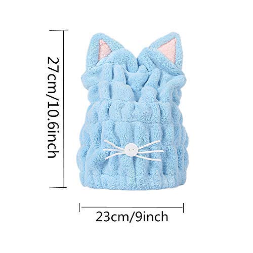 Orangetag 2Pcs Ultra Absorbent Hair Quick Drying Towel Microfiber Hair Dry Wrap Turban Cute Kitty Ears Cap Bath Tool Hat For Women Girls #TOP3