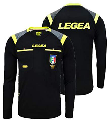 LEGEA Gara, Camiseta árbitro para Hombre, Negro, XS