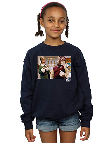 Absolute Cult Elf Girls Christmas Store Cheer Sweatshirt Navy Blue 5-6 Years
