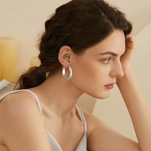 Image of Gacimy Gold Hoop Earrings for Women with 925 Sterling Silver Post | Hypoallergenic Lightweight Thick Hoops Earrings for Women Trendy Jewelry Gift