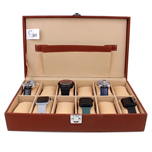 Gorch Watch Organizer Watch Box For Men And Women Watch Storage Case Box Organizer With Faux Leather Finish -12 Slots (Cobra Tan) (B0BR5WBTKY) Amazon Price History, Amazon Price Tracker