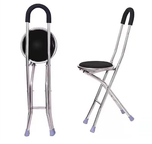 Orthologics™ Bastón plegable de aluminio con taburete acolchado, silla de 4 patas, resistente, unisex, portátil, para personas con discapacidad, para ancianos, ayuda médica M8 Orthologics™ Bastón plegable de aluminio con taburete acolchado, silla de 4 patas, resistente, unisex, portátil, para personas con discapacidad, para ancianos, ayuda médica M8