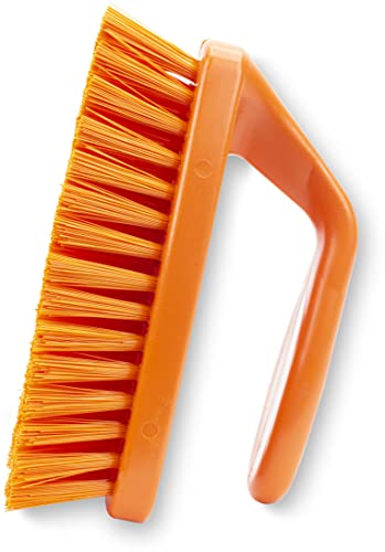 Image of SPARTA Scrub Brush with Iron Shaped Handle and Stiff Bristles, Heavy Duty Scrubber Brush for Kitchen, Bathroom, Shower, Tile, Sink, Carpet and Bakepans, Polypropylene, 6 Inches, Orange