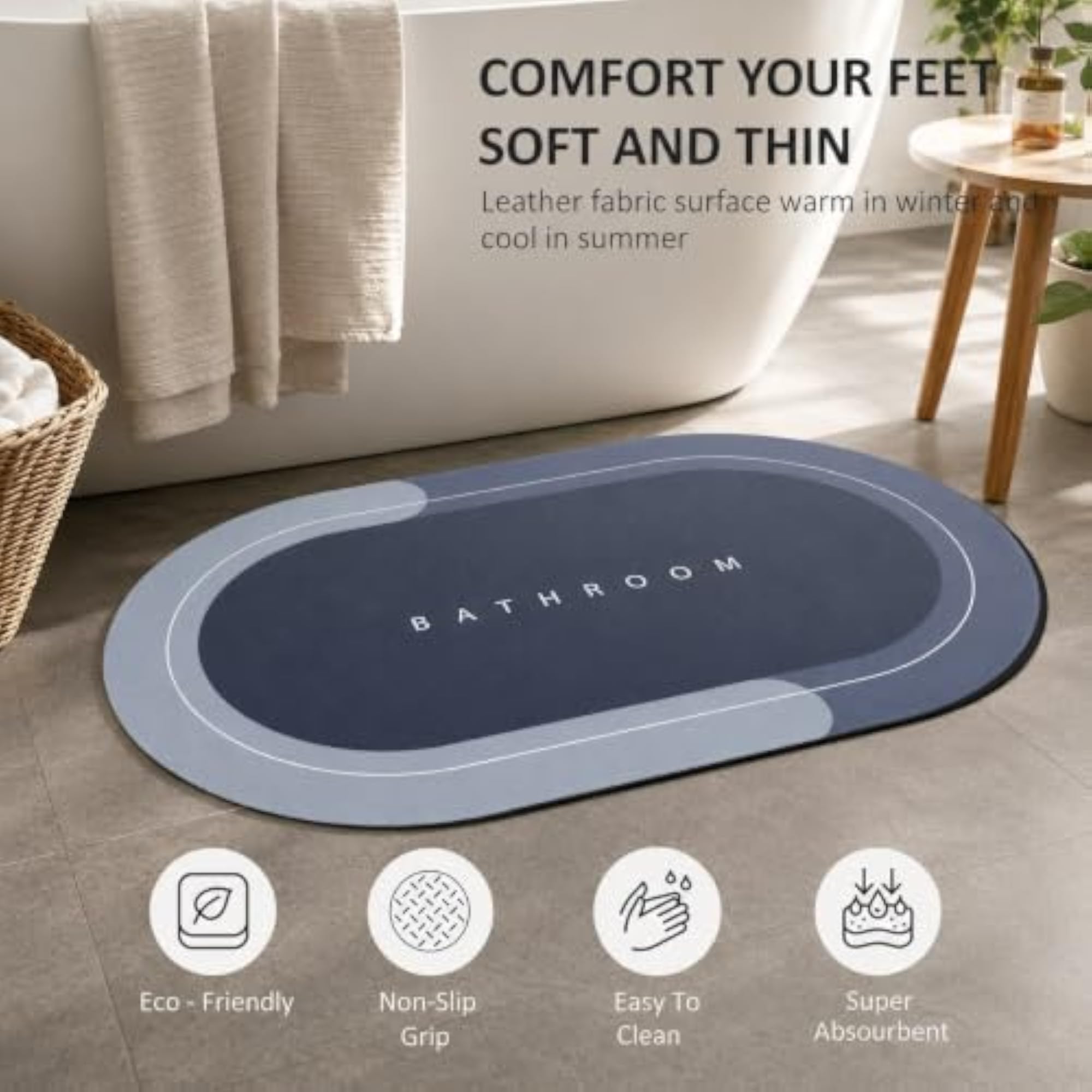 2 Piece Quick Dry Bathroom Mat Set, Super Absorbent