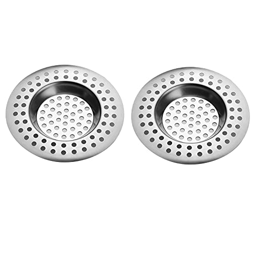 Meiyea 2PCS Stainless Steel Kitchen Sink Strainer Plug, Standard Strainer Drain Protector for Bathroom/Kitchen, Hair Catcher for Bathtub/Shower 3 inches 7cm
