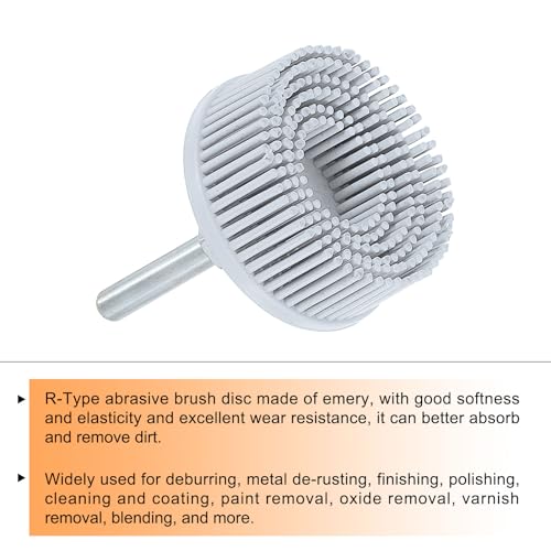 Image of HARFINGTON Bristle Disc 2 inch 120 Grit R-Type Abrasive Brush Coarse Bristle Disc Deburring Electric Disc Brush Attachment with 1 /4 inch Round Shank Abrasive Coating Removal Disc for Metal, Gray