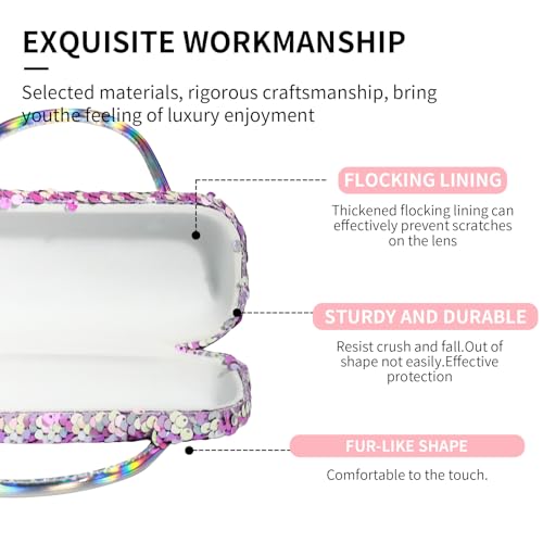 Image of PERFECTSIGHT Hard Shell Eyeglasses Case, PU Leather Protective Glasses Case, Cute Eyeglass Case for Women Men Girls