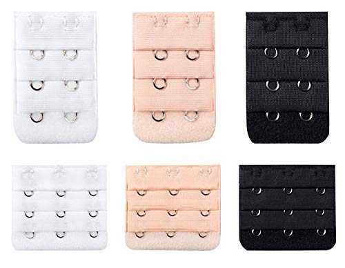 Women's Bra Extender Hook, 2/3 Hook,Black,White, Beige (Pack of 6)-image-27